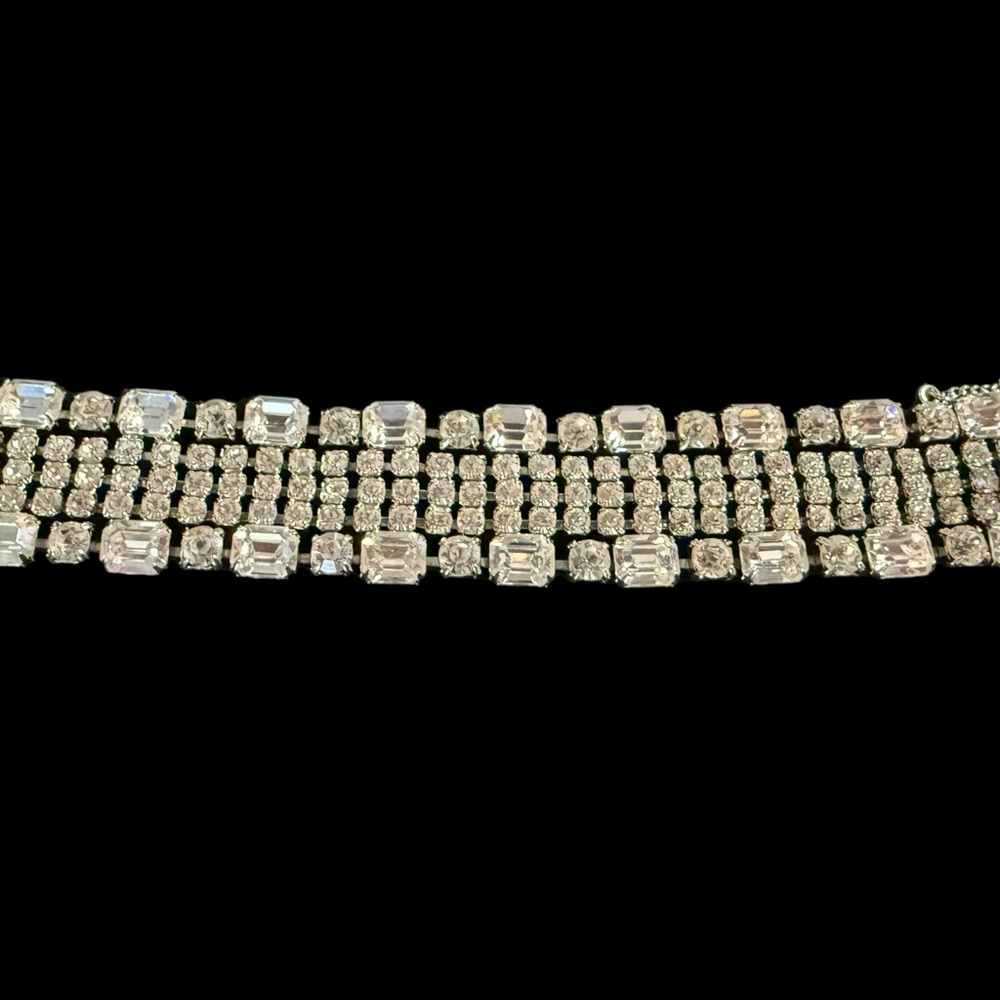 Rare Weiss‎ Vintage  5 Row Rhinestone Bracelet with Safety